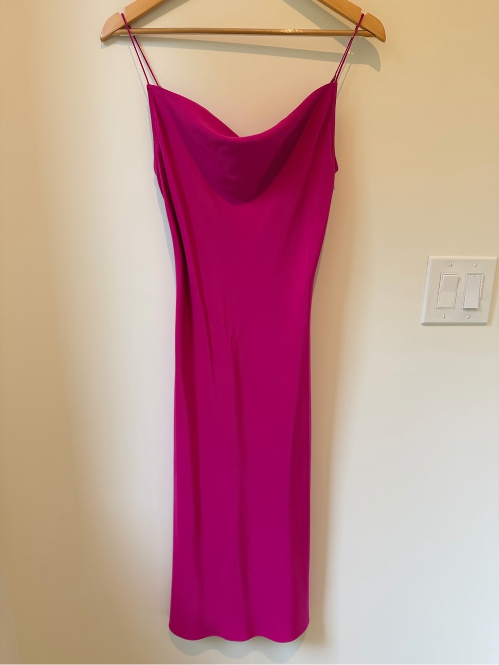 Fleur du Mal Fuchsia Strapless Cowl Slip Dress